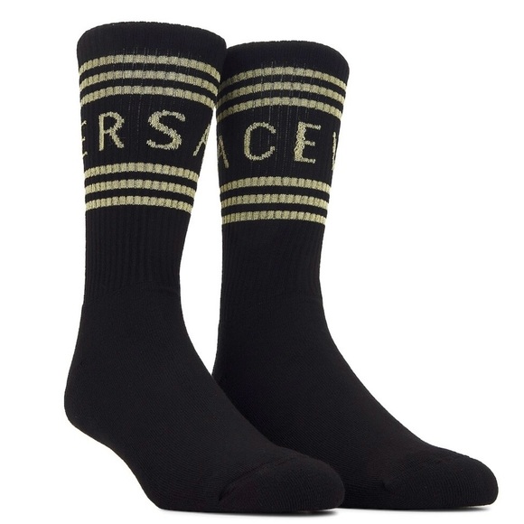 Versace Black Crew Socks - Picture 1 of 7